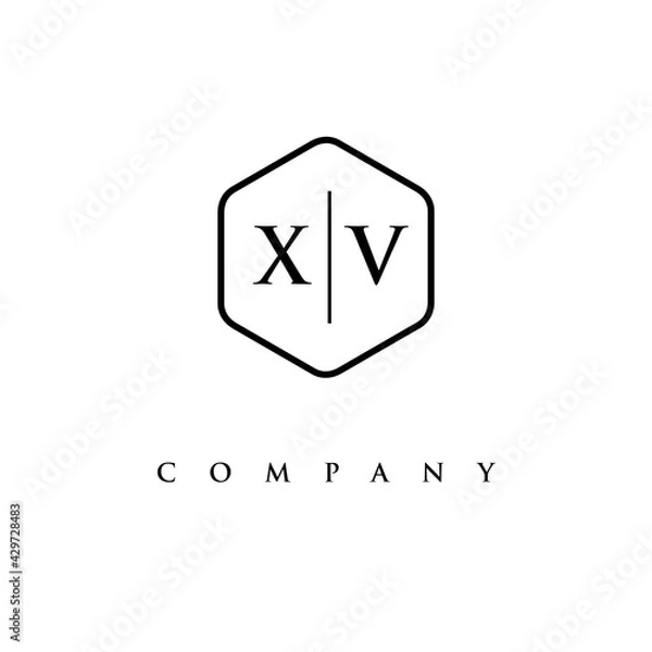 Fototapeta initial XV logo design vector