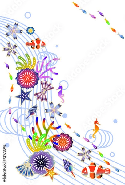 Obraz 紅型　暑中見舞い