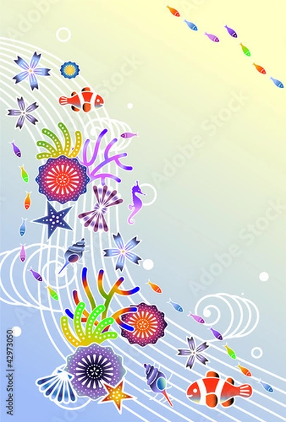 Obraz 紅型　暑中見舞い