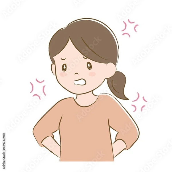 Obraz 腰に手を当てて怒る女性（手描き風）