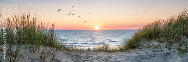 Fototapeta Dune Beach Panorama o zachodzie słońca