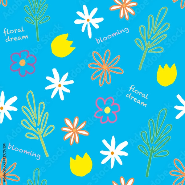 Obraz Foliage and flower Seamless Pattern 1