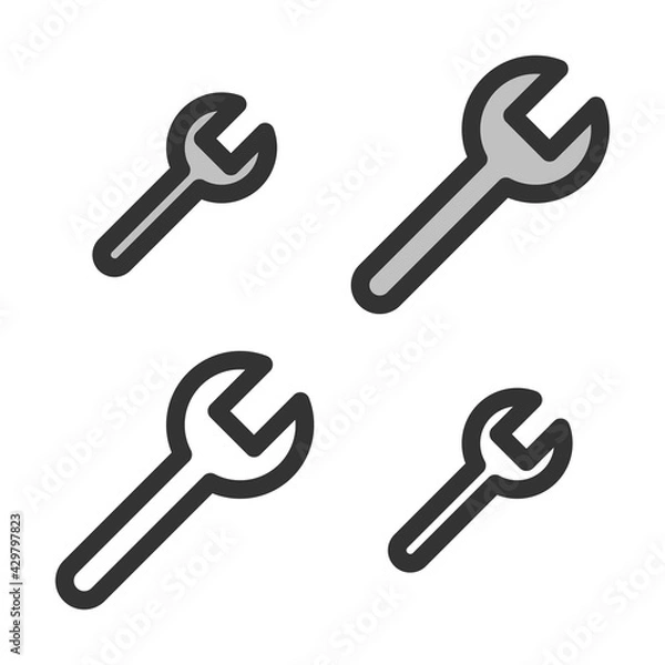 Fototapeta Pixel-perfect linear icon of a big spanner  built on two base grids of 32x32 and 24x24 pixels. The initial base line weight is 2 pixels. In two-color and one-color versions. Editable strokes
