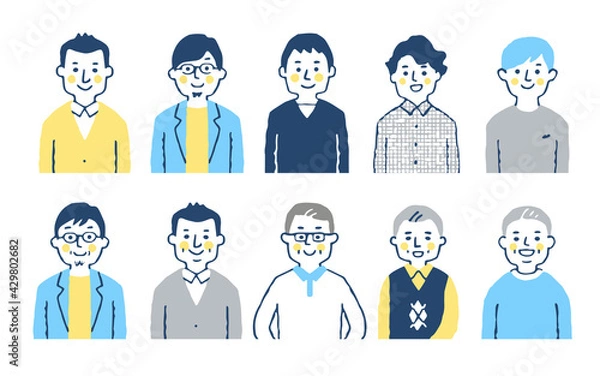 Obraz 男性10人 上半身 セット