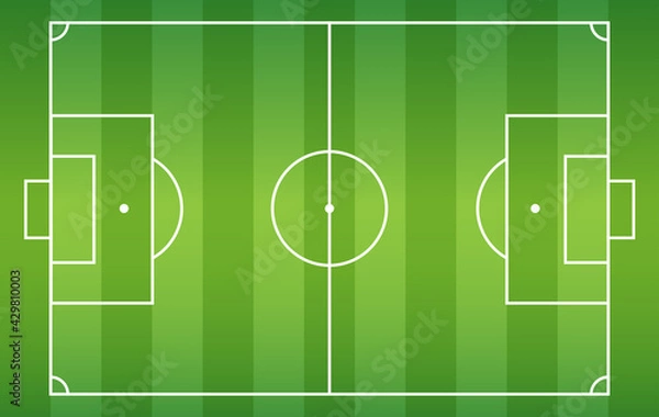 Fototapeta Soccer field background, Football court turf for create plan of soccer game, Top view, Vector illustration