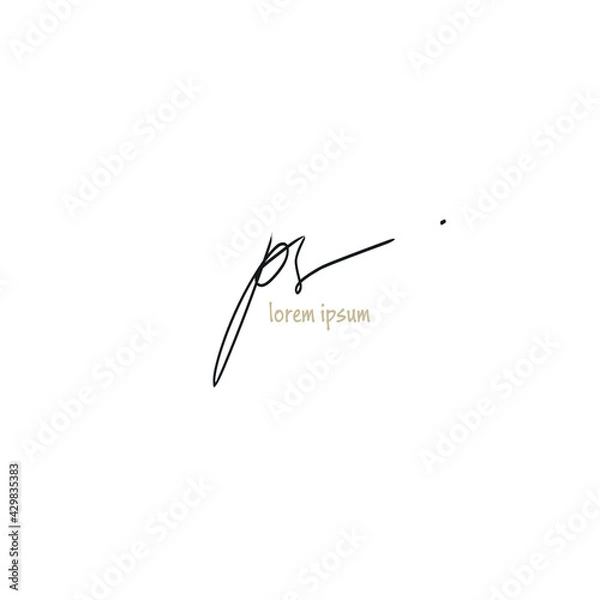 Fototapeta Initial handwriting or handwritten logo for identity