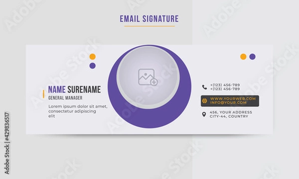 Fototapeta Corporate email signature or email footer | Flat Mail design and personal Corporate Business Email signature template