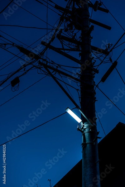 Obraz power lines on a blue sky