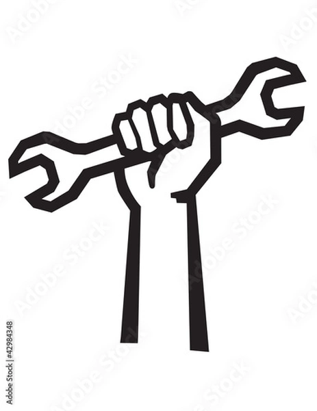 Obraz Hand holding wrench. Vector eps 8