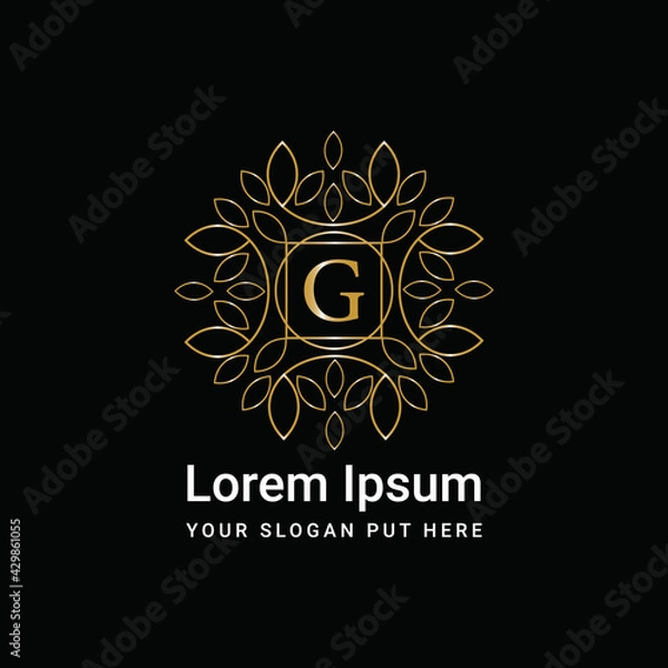 Fototapeta Monogram ornament letter G logo design vector icon	
