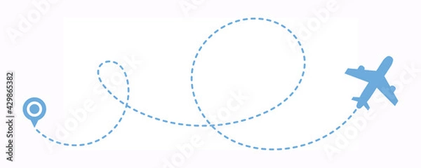 Fototapeta Plane moves along the path of movement. Infographic
