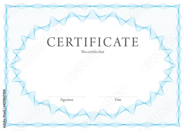 Obraz Certificate background with guilloche frame (template) 
