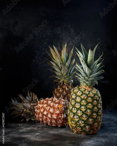 Obraz Fresh pineapple on dark background