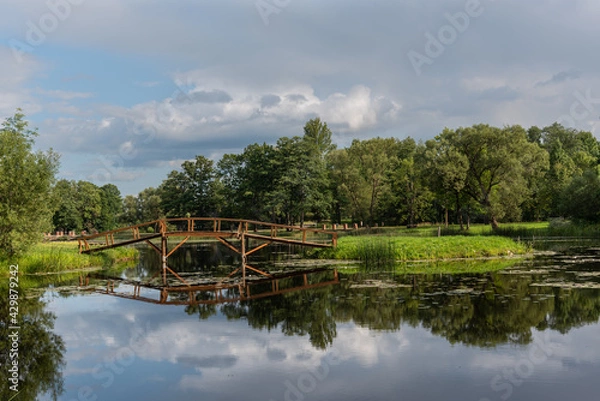 Fototapeta View to the bridge in the park