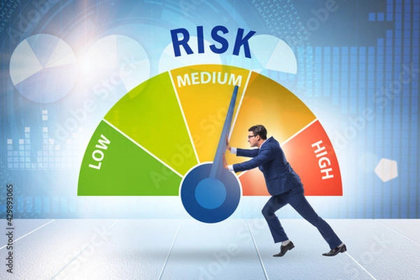 Obraz Businessman in risk metering and management concept