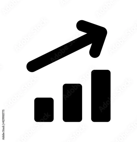 Fototapeta Growing and rising up bar graph vector. Data increase icon.