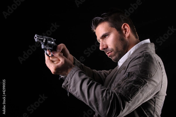Obraz gangster or private detective with a pistol