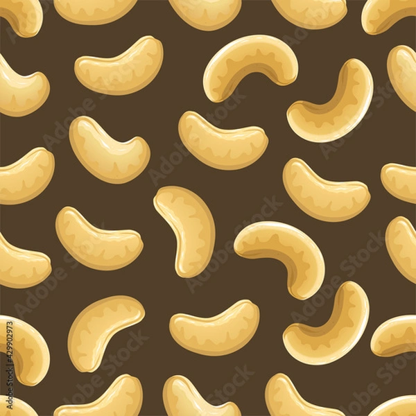 Fototapeta Seamless vector pattern with cashew nuts. Vector