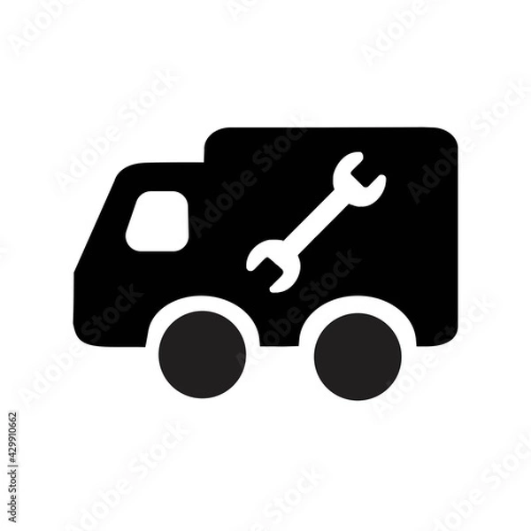 Fototapeta Technical service car with key icon. Vector illustration.