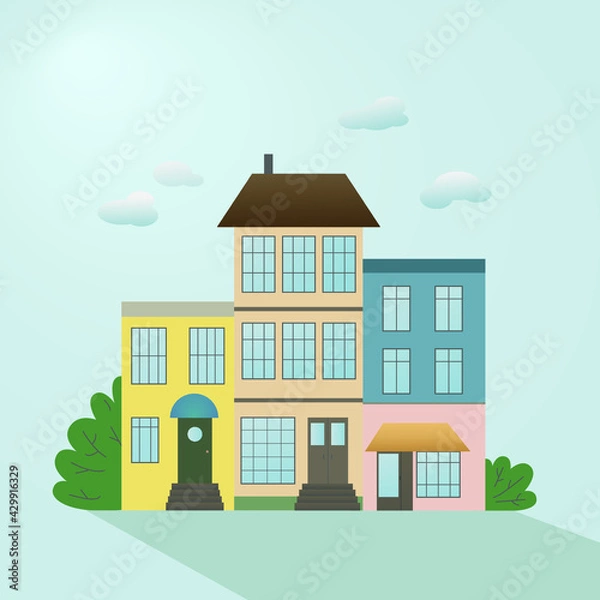 Obraz Multi-colored houses. Cityscape. 