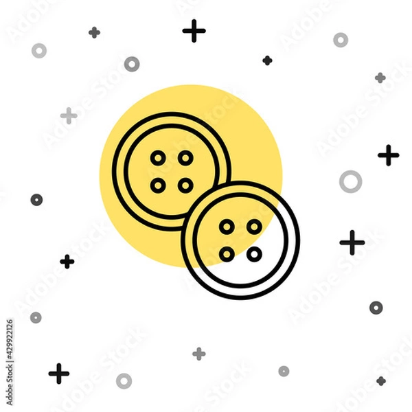 Fototapeta Black line Sewing button for clothes icon isolated on white background. Clothing button. Random dynamic shapes. Vector