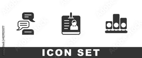 Obraz Set Speech bubble chat, Identification badge and Ranking star icon. Vector