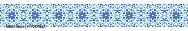 Fototapeta Terrazzo vector border in a trendy ocean blue colour palette. 
