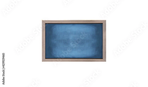 Fototapeta Empty clean black drawing chalk board with wooden frame
