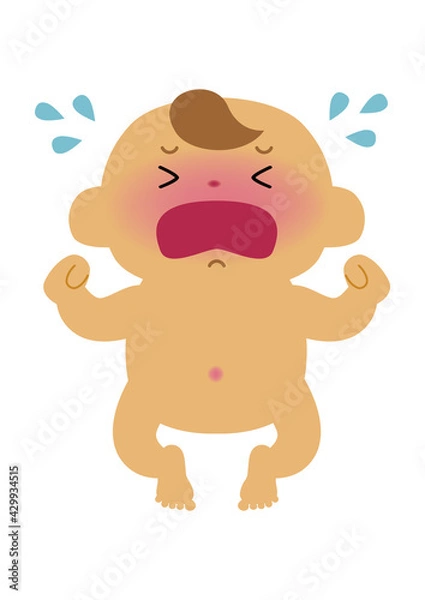Fototapeta 裸の赤ちゃんのイラスト-新生児。
人物のイラスト素材。

