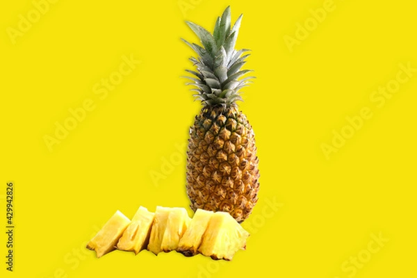 Fototapeta pineapple on yellow background
