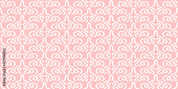 Fototapeta Abstract background pattern with floral ornament on pink background. Seamless pattern, texture. Vector graphics