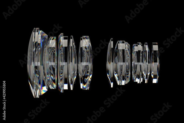 Obraz 3Dレンダリングによる多数枚構成レンズのイラスト