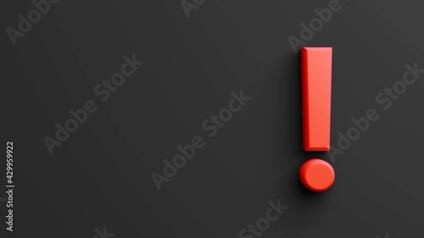 Fototapeta Red exclamation mark on black background