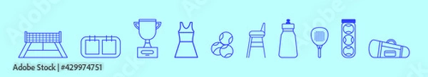 Fototapeta set of tennis cartoon icon design template with various models. vector illustration isolated on blue background