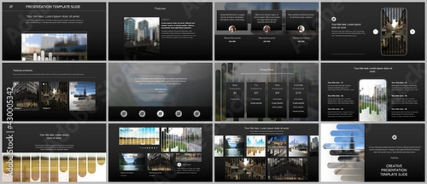 Fototapeta Vector templates for website design, presentations, portfolio. Templates for presentation slides, flyer, leaflet, brochure, report. Background template with lines, photo place for business design.