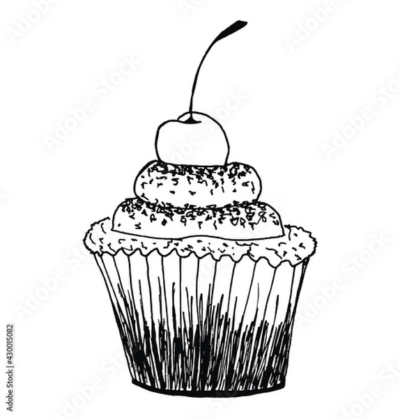 Fototapeta Set of sweet cupcakes for posters, textile, menus