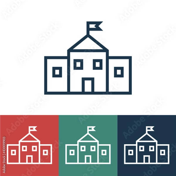 Fototapeta Linear vector icon with school