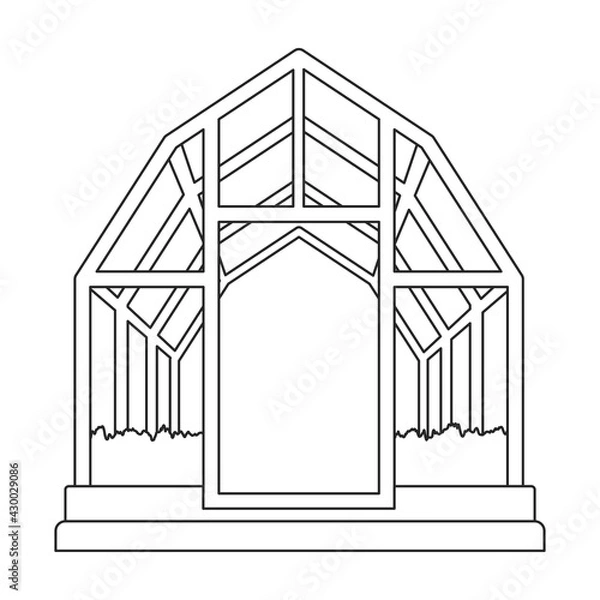 Fototapeta Greenhouse vector outline icon. Vector illustration greenhouse on white background. Isolated outline illustration icon of glasshouse .