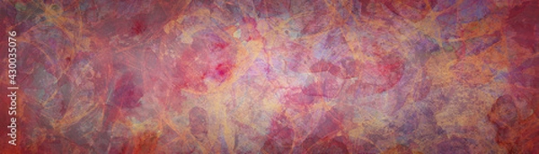 Fototapeta Abstract grunge texture pattern on old painted background, colorful gold, pink, red and yellow distressed circle pattern on peeling painting