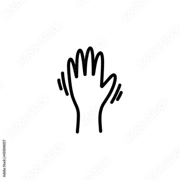 Obraz waving hand doodle icon, vector line illustration