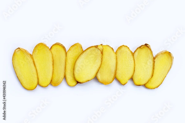 Fototapeta Ginger slices on a white background.