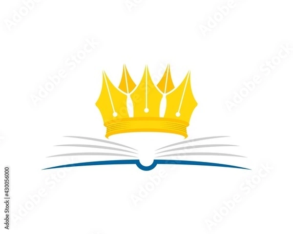 Fototapeta Abstract open book with writer crown in the top
