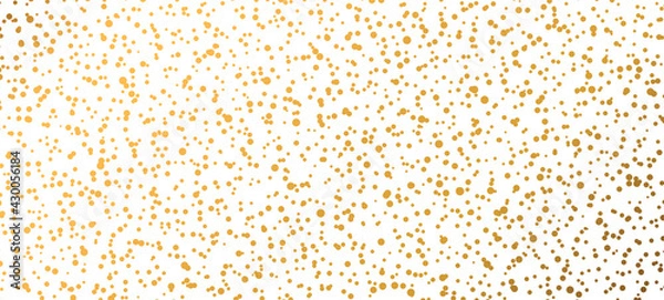 Fototapeta Abstract fashion polka dots background. White dotted pattern with golden gradient circles. Template design for invitation, poster, card, flyer, banner, textile, fabric