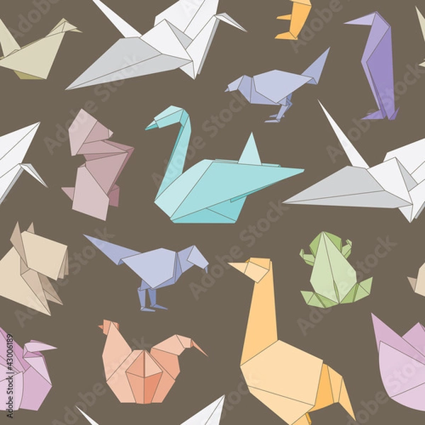 Obraz Origami animals seamless pattern