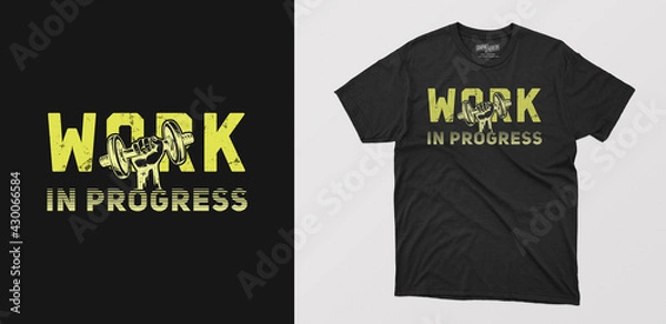 Fototapeta work typography gym t-shirt design. motivational quotes for workout progress 