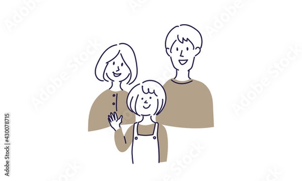 Fototapeta 3人家族のシンプルなイラスト