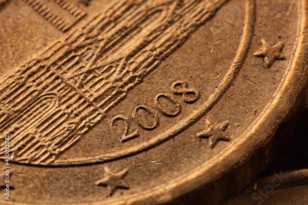 Fototapeta Series of macro shots of euro coins. Reverse of 10 cents. Year of manufacture 2008. Country Austria