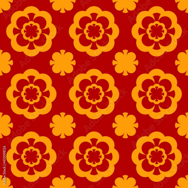 Fototapeta ceramic tile pattern vector, black and yellow flower decor vector illustration,Fabric pattern,Graphic modern pattern ,wallpaper,red,blue,
Orange,white.