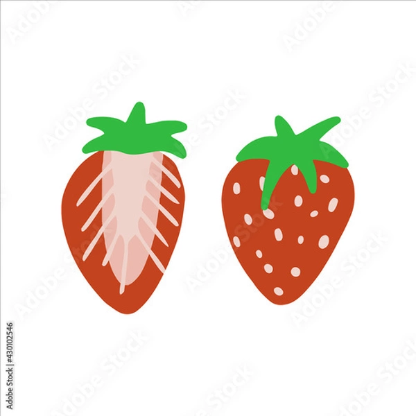 Fototapeta Hand drawn vector illustration of strawberry in abstract style. Isolated on white background.