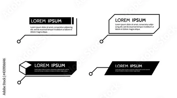 Fototapeta Digital callouts, titles frame text, HUD . Set of templates, modern banners, presentation isolated. Vector design of title bar for infographics, advertising, video production.